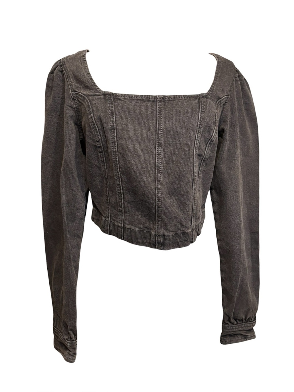 LEE Denim Grey long-sleeve cropped top with a square neckline